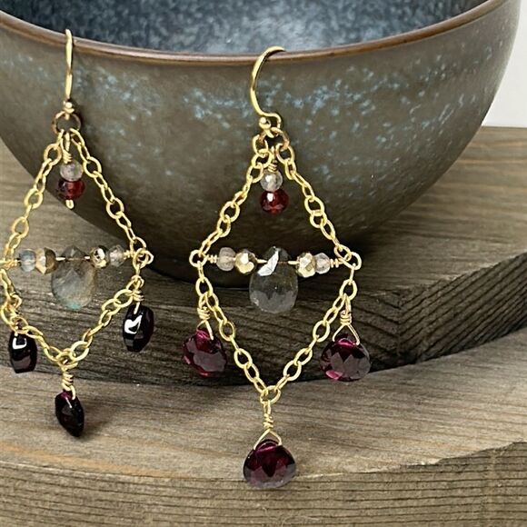 Dangle Gemstone Earrings - Picture 2 of 4